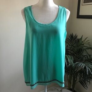2/$15 Fun & Flirt Sleeveless Beaded Turquoise Poly Top L